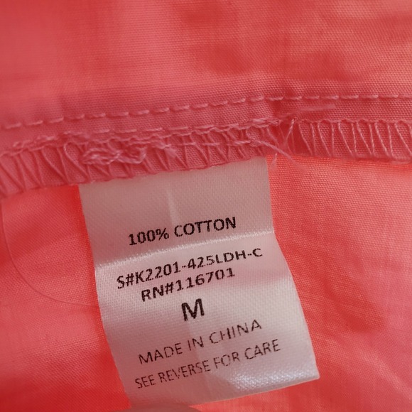 KARLIE Pink Puff Sleeve Ruffle Tiered V Neck Cotton Poplin Mini Dress Medium - Picture 5 of 13